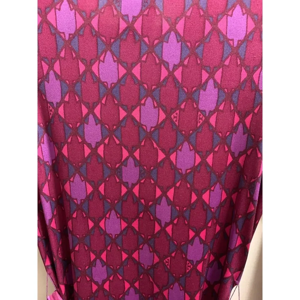 Women’s Tory Burch purple pink print scoop neck 100% silk dress size small